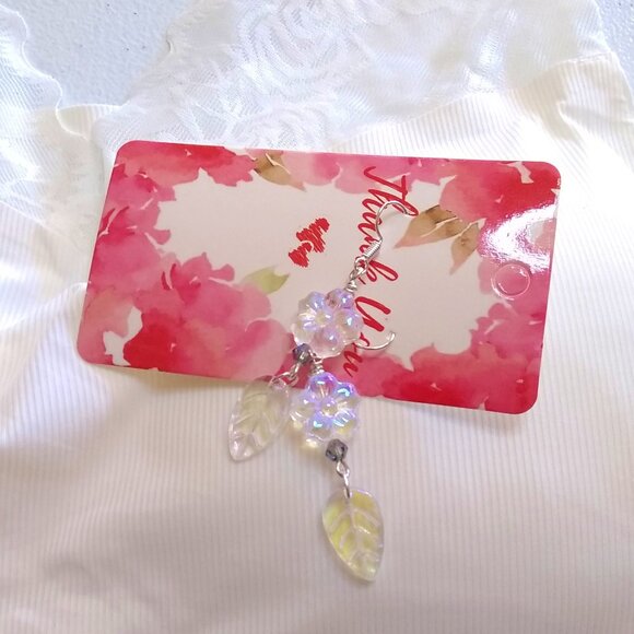 L/XL White Lace Boudoir Bralette w. Matching Floral Earrings! Feminine Seductive - Picture 5 of 14